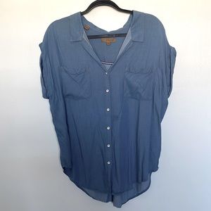 Jachs girlfriend chambray button up blouse size XXL